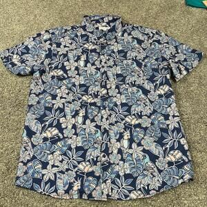 Vintage Summer Men’s Floral Short Sleeve Button Down Top size XL
